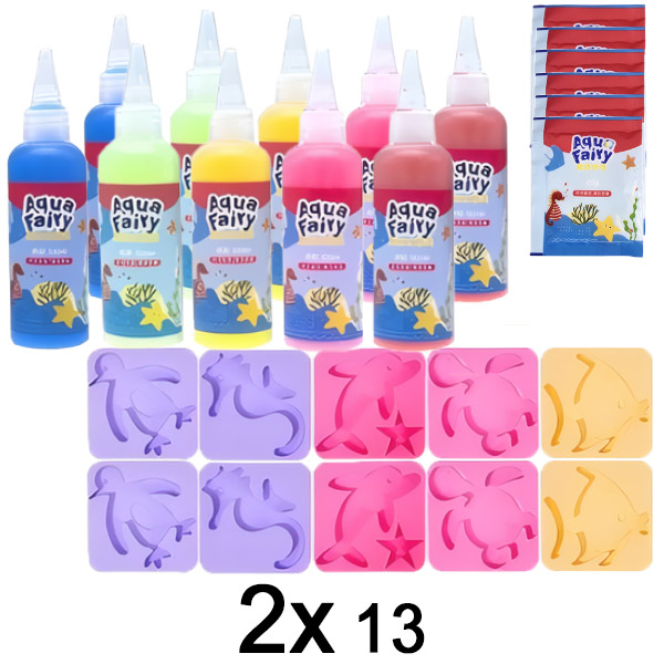 2x Laste veemänguasjade valmistamise komplekt (13 tükki) | GELPLI