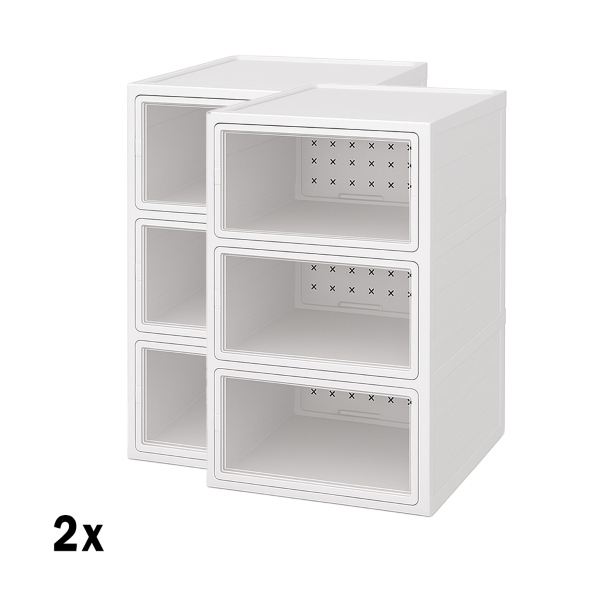 2x Kokkupandav jalatsiriiul läbipaistvate ustega | SHOZBOX
