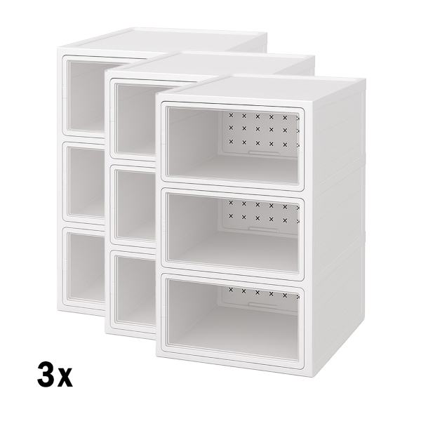 3x Kokkupandav jalatsiriiul läbipaistvate ustega | SHOZBOX